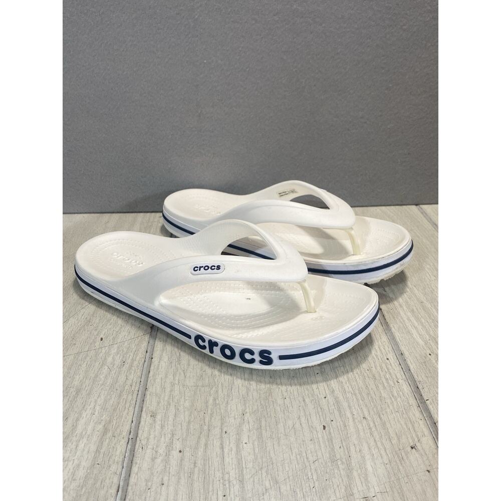 Crocs White Bayaband Flip Flops Sandals - Men's 6 Woman’s 8 Thong Style